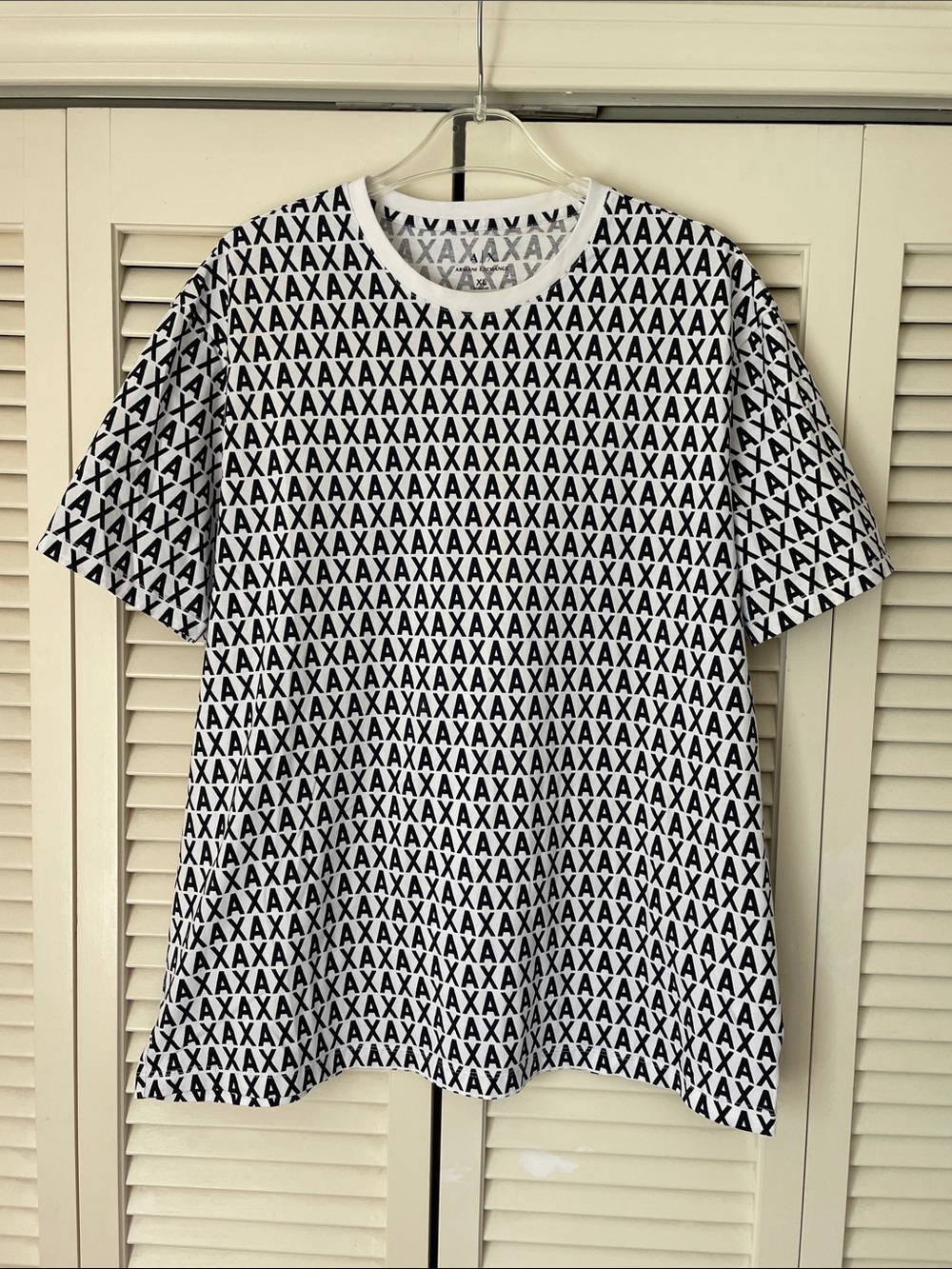 Armani Exchange Crewneck short sleeve T-shirt Sz XL white w/ black AX cotton